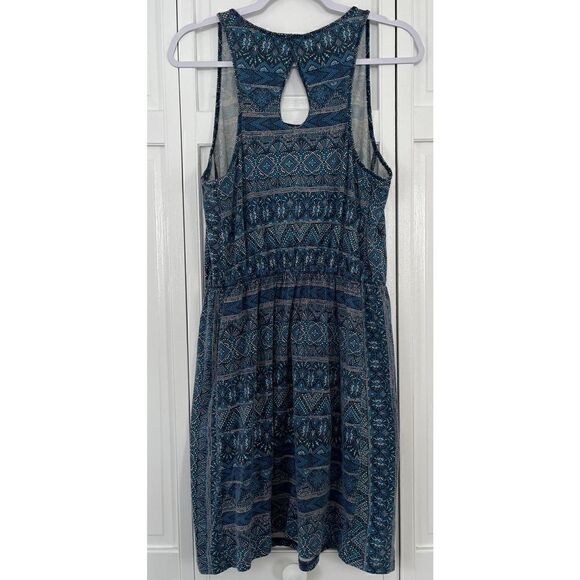 Patagonia West Ashley Organic Cotton Keyhole Back Blue Mosaic Dress Size Large - Picture 3 of 13